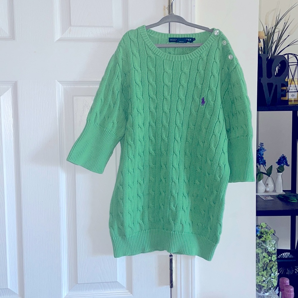 Ralph Lauren Green Cable Knit Sweater